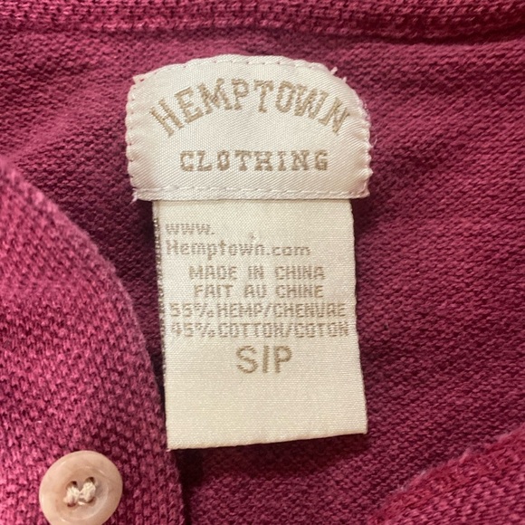 Hemptown Men’s Polo SMALL Burgundy Hemp Cotton - Picture 3 of 6